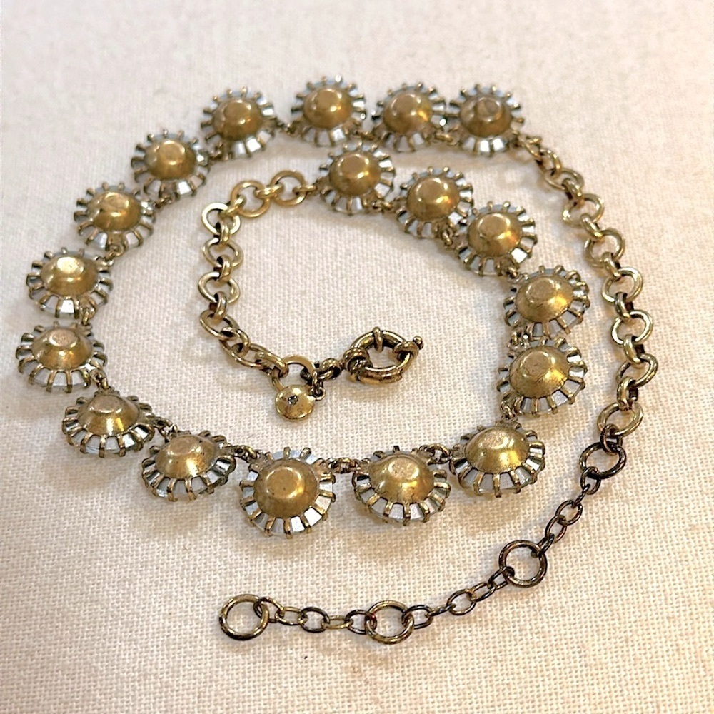 J. Crew Gold and Crystal Station Necklace 21” Adjustable Length - GUC - Picture 2 of 3